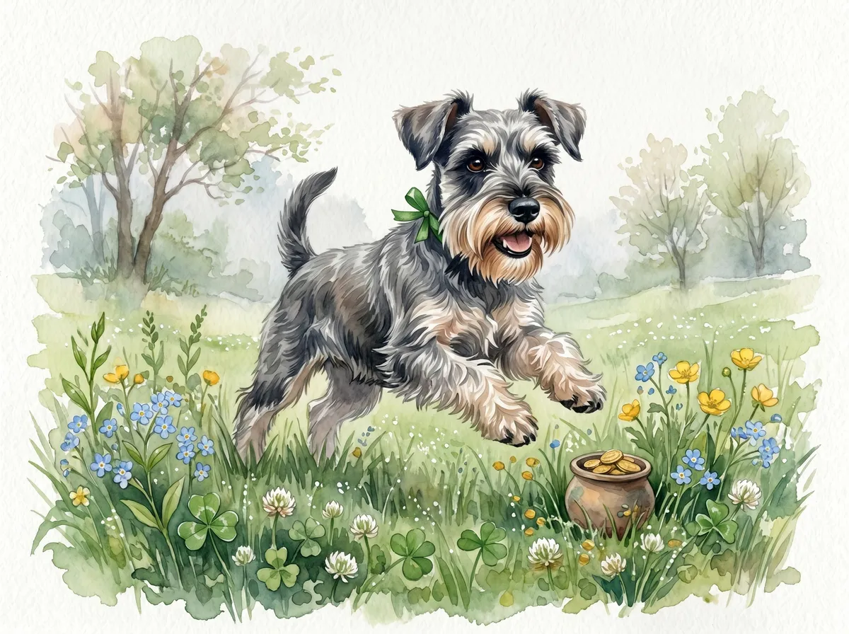 Miniature Schnauzer watercolor calendar month 3